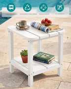 SERWALL Double Adirondack Side Table End Table- White - Image 6