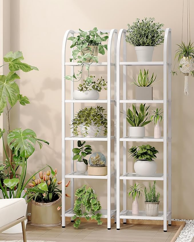 Hzuaneri Bookcase Bookshelf, Tempered Glass Arched Bookshelf - Image 5