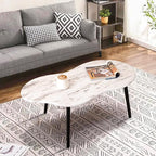 Small Coffee Table Cloud Shape Coffee Tables Unique White Wood Grain Tabletop - Image 2