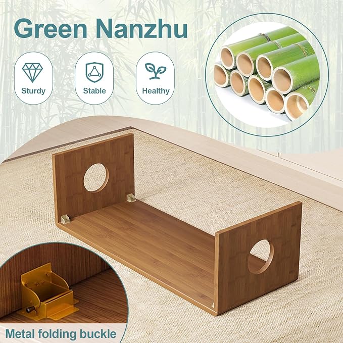 Foldable Japanese Floor Table Low Bamboo Table - Image 4