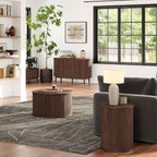 LINSY HOME Round Fluted End Table, Tall Side Table - Image 7