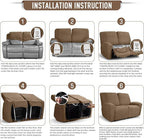TAOCOCO Recliner Loveseat Slipcover, 6 Pieces Dual Recliner Sofa Covers - Image 6