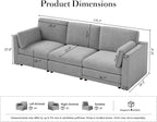 115'' Oversized Modular Sectional Sofa, Solid Wood Frame Sofa, Removable - Image 2