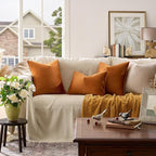 GIGIZAZA Burnt Orange Velvet Throw Pillow Covers 24x24 Pack of 2 | Decorative - Image 2