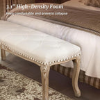 Cozyman Bedroom Bench, French Vintage Tufted Entryway Bench, 45.2" Carving - Image 5