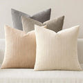 MIULEE Soft Corduroy Decorative Throw Pillow Covers Neutral Cream 20x20 | Set by MIULEE