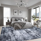 5x7 Area Rug Living Room: Modern Washable Indoor Carpet Black | - Image 3