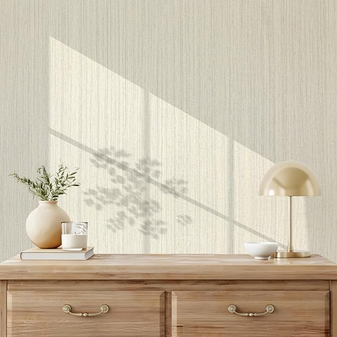 Grasscloth Peel and Stick Wallpaper Modern 15.7in x 118.1in Textured Linen - Image 2