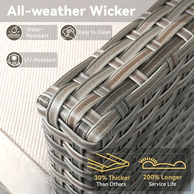 5 Pieces Outdoor Patio Furniture Set-All-Weather Wicker Patio Swivel Glider - Image 6