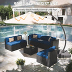 Aoxun Patio Furniture Set with Umbrella, 8 Piece Outdoor Sectional Sofas - Image 2