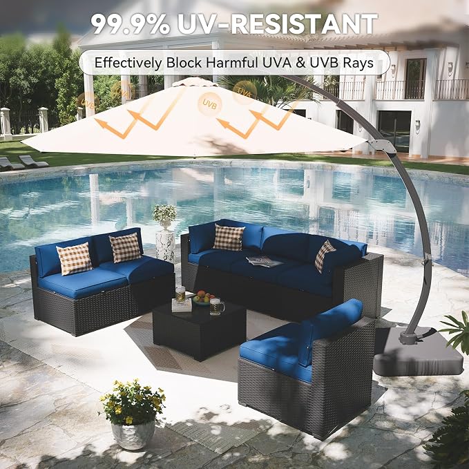 Aoxun Patio Furniture Set with Umbrella, 8 Piece Outdoor Sectional Sofas - Image 2