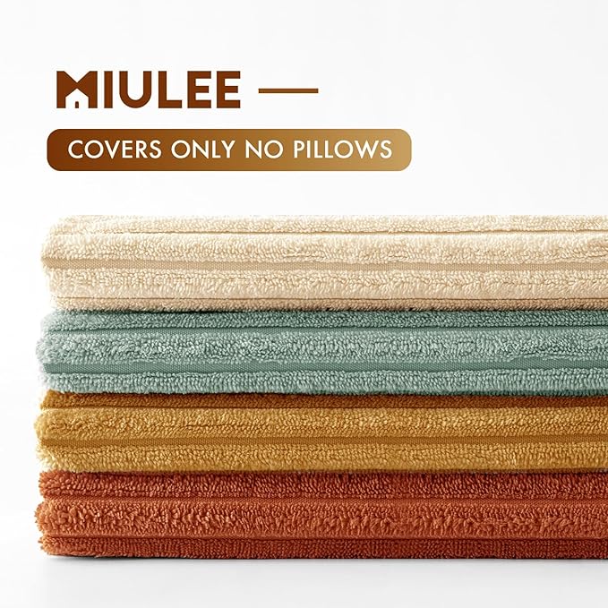 MIULEE Soft Corduroy Decorative Throw Pillow Covers Teal-Rust 18x18 | Set of 4 - Image 7