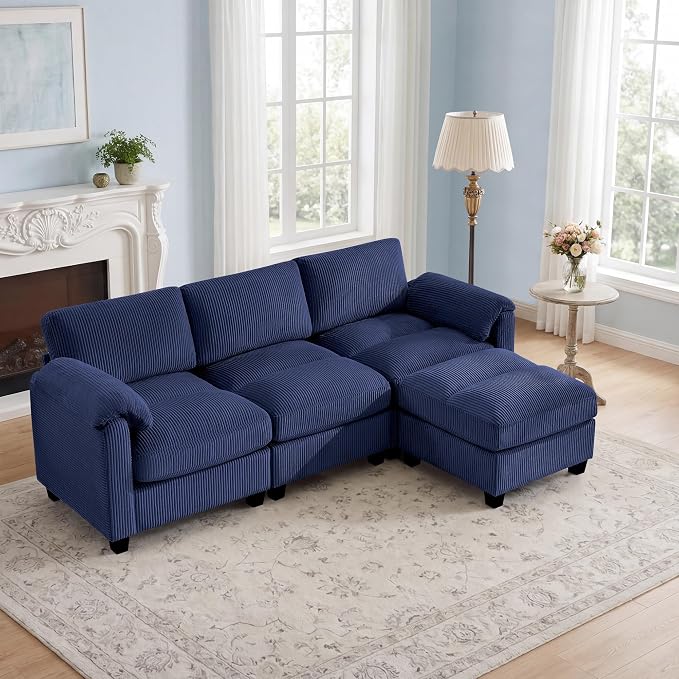 87.5'' L Shaped Modular Sectional Sofa, 3 Seater Cloud Couch by HATPPTO