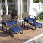 Tangkula 5 Pieces Wicker Patio Conversation Set, Outdoor PE Rattan Chair - Image 3
