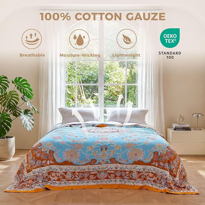 LUTBM Boho Throw Blanket for Couch Sofa Chair Cotton Summer Blankets for - Image 2