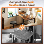 Huuger Folding Desk for Small Spaces, 39.3 Inch Foldable Computer Table - Image 3