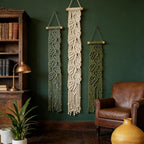 M MANUAL 3 Pcs Macrame Leaf Wall Hanging Bohemian Wall Decor Feathers Wall Art - Image 8