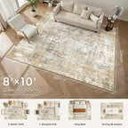DMOYEST Area Rug Living Room Rugs 8x10 Washable Abstract Carpet | Neutral - Image 2