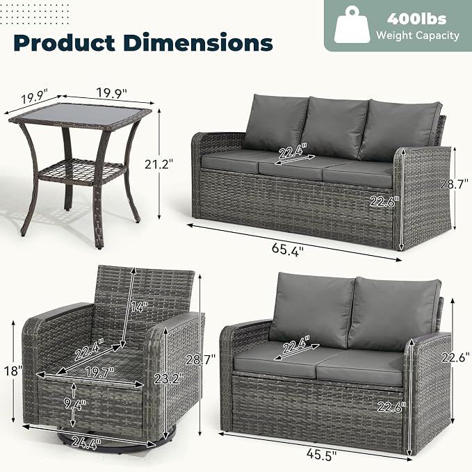 6 Pieces Patio Furniture Sets - Image 2