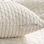 Set of 4 Cream White Decorative Throw Pillow Covers 16x16 Inch Corduroy Pillow - Image 4
