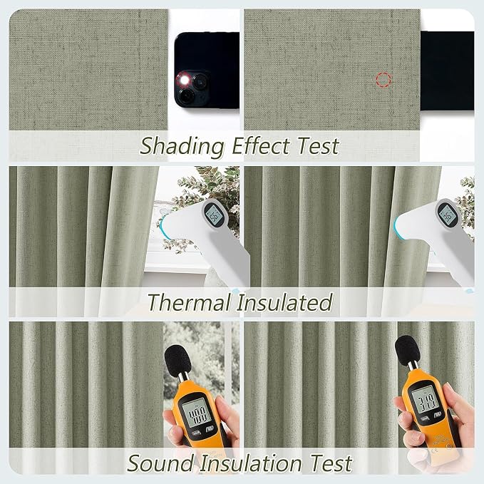 Sage Green 100% Blackout Curtains 132 Inch Length 2 Panels Set - Image 5