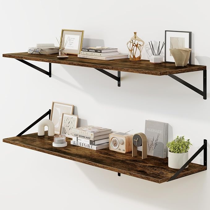 Fun Memories Floating Shelves for Wall, 12 Inch Deep Floating Shelves Set of 2 by FunMemories