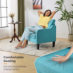 VINGLI Accent Chairs Set of 2 Living Room Chairs Teal Blue Reading Chair - Image 3