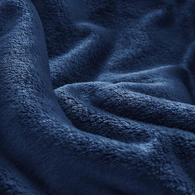 BEDELITE Fleece Blanket Soft Plush Oversized Bed Blanket Navy 120"x120" | Ultra - Image 6