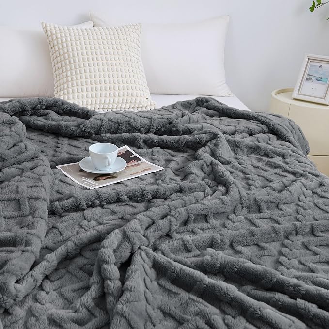 Aganear Fleece Throw Blanket for Couch Sofa 60"x80" Grey | Lightweight Fuzzy - Image 7