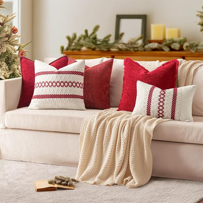 MIULEE Decorative Couch Throw Pillow Covers 20x20 Inch Red 2 Pack | Summer - Image 5