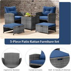 Tangkula 5 Pieces Patio Conversation Set, PE Wicker Rattan Outdoor Furniture Set - Image 5