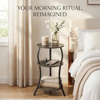 Small Round Side Table with Charging Station, 3-Tier Waist Circular End Table - Image 4