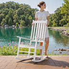 Flamaker Outdoor Rocking Chair Oversized Wooden Patio Chairs - Image 4