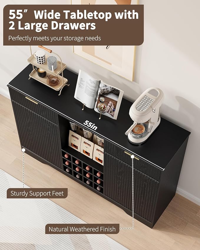 55" Fluted Wine Bar Cabinet - Image 8