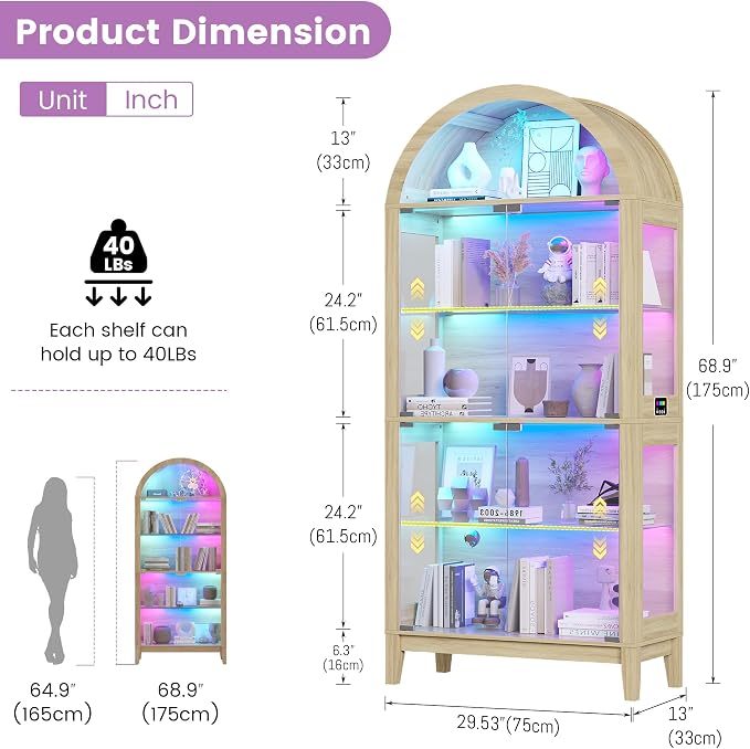 Gurexl 5-Tier Arched Display Cabinet - - Image 2
