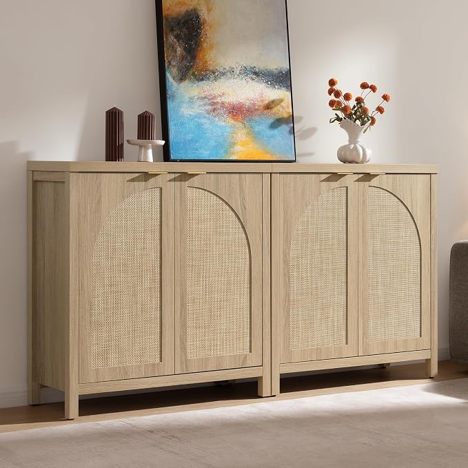 SICOTAS 68" W Rattan Sideboard Buffet Cabinet by SICOTAS