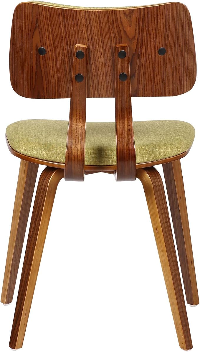 Armen Living Jaguar Mid-Century Dining Chair in Walnut Wood and Green Fabric - Image 8