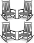 SERWALL Outdoor Rocking Chair Set of 4, HDPE Rocking Chair by SERWALL