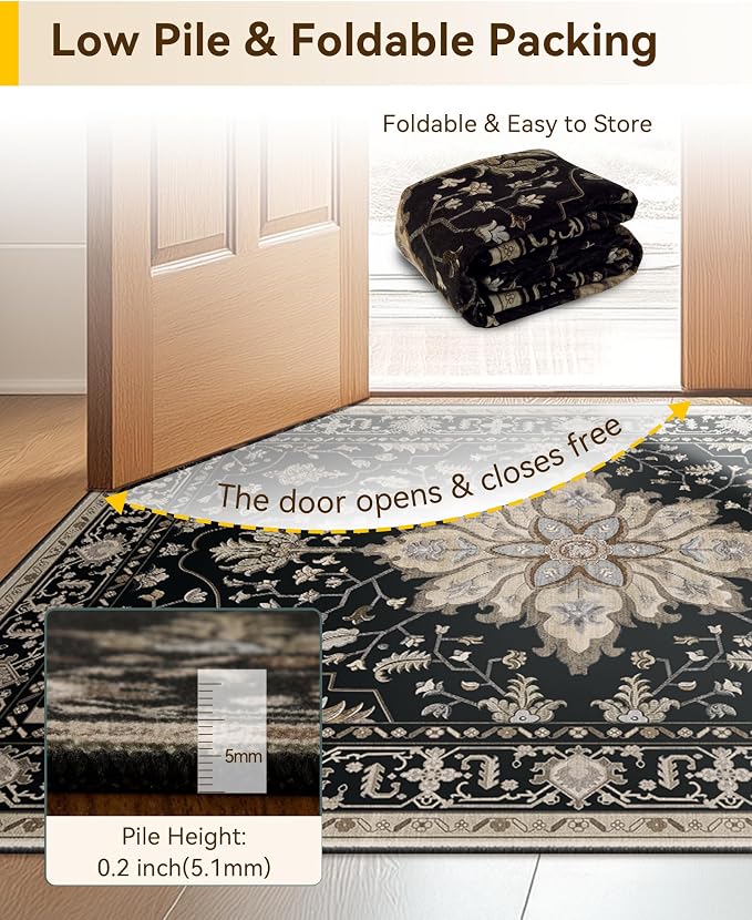 RELEANY Washable Area Rug, Small 2'x4', Water Repellent, Pet Friendly, Vintage - Image 5