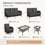UPHA 6 Pieces Patio Furniture Sets, Wicker Outdoor Sofa Set - Image 2