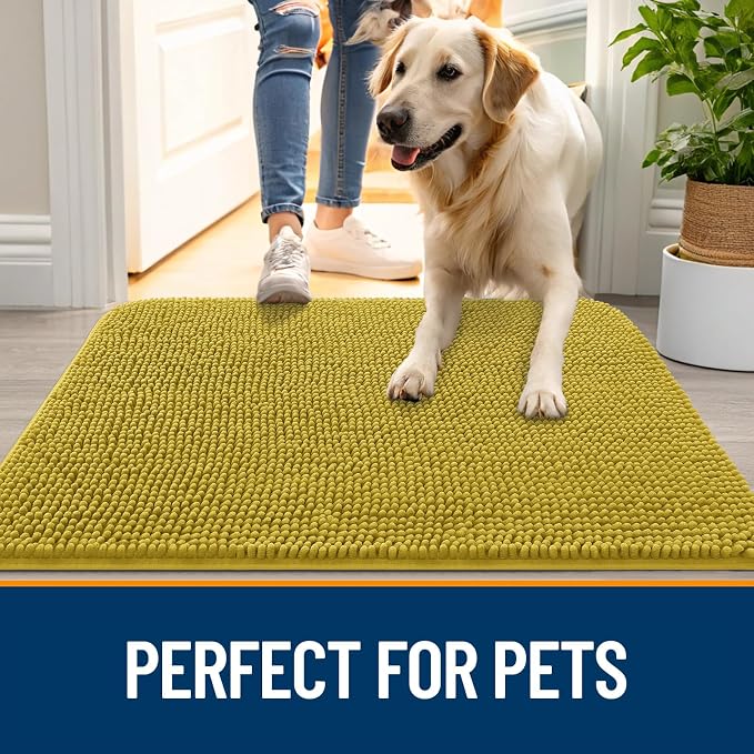 OLANLY Dog Door Mat for Muddy Paws 36x24, Super Absorbent Chenille Mud Mat | - Image 6