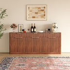 Evermagin 67" Fluted Walnut Sideboard Buffet Cabinet - Image 3