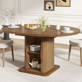 Extendable Round Dining Table for 4-6-8, 59 Inch Dining Room Kitchen Table by Woemtoric