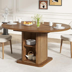 Extendable Round Dining Table for 4-6-8, 59 Inch Dining Room Kitchen Table by Woemtoric
