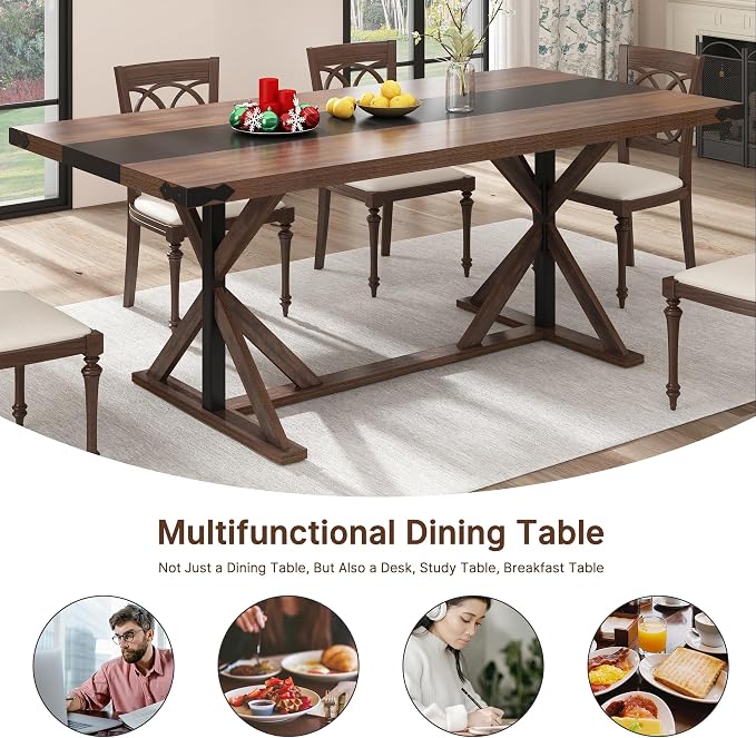 Hlivelood 71 Inch Dining Table for 6 People, Rectangular Kitchen Farmhouse - Image 8