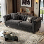 ONBRILL 82 Inch Chesterfield Sofa, 23 Inch Deep Seat Velvet Couch - Image 7