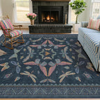 Blue 5x8 Washable Living Room Rugs by HazoHaus