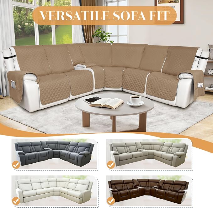 HDCAXKJ 100% Waterproof Reclining Sectional Couch Covers L Shape Recliner Sofa - Image 5