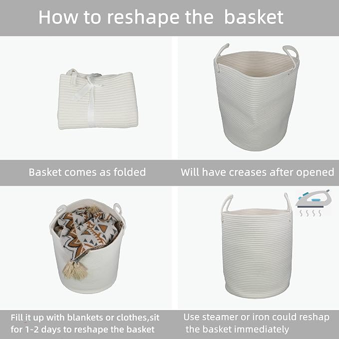 XUANGUO Cotton Rope Laundry Basket Hamper - Image 6