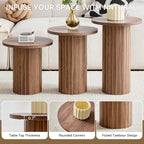 Round Nesting Coffee Table Set of 3 Mid Century Modern Wood Round Coffee Tables - Image 4